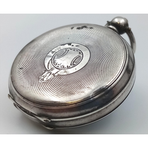 1053 - Antique 925 solid silver standard pocket watch with loop included. weighs 84.6g