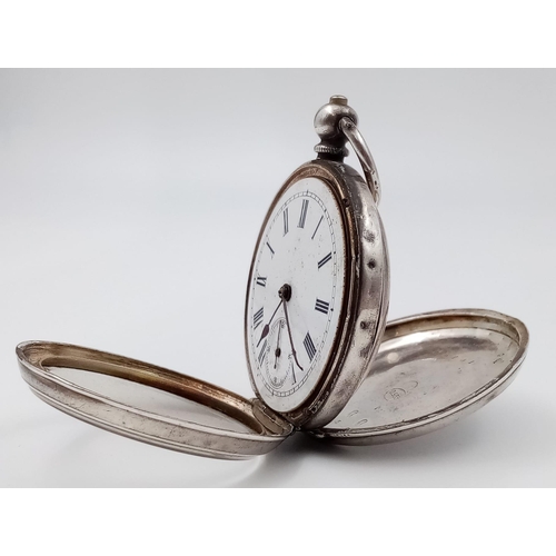 1053 - Antique 925 solid silver standard pocket watch with loop included. weighs 84.6g