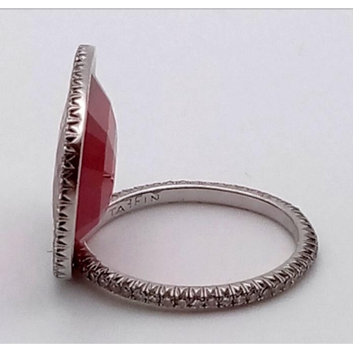 1095 - 18k White gold diamond and ruby ring made by American Designer  Taffin, with 1ct diamonds and 15ct r... 