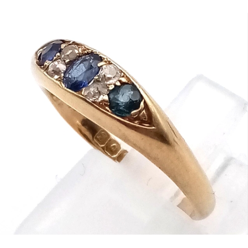 1102 - 18k Yellow Gold Sapphire and diamond band ring 
0.5CT diamond Size O 1/2  4.1g