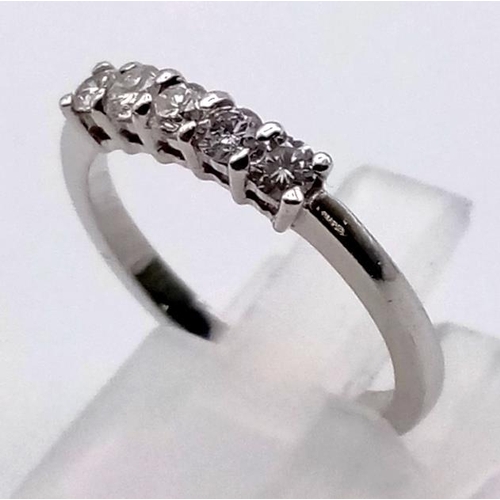 1114 - 18k White Gold 5 stone diamond ring 
0.50ct diamonds   Size M1/2  3g