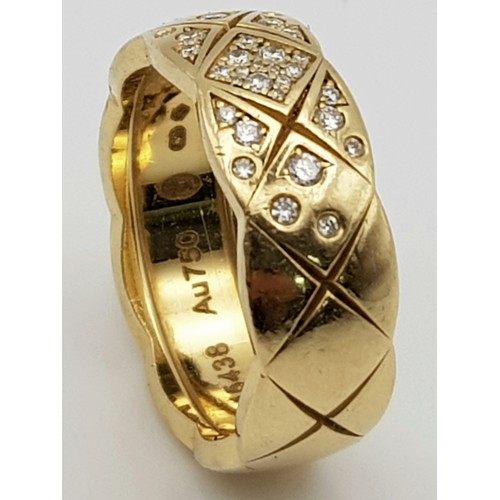 158 - An 18 K yellow gold ring with diamonds by CHANEL, in original presentation box. Ring size: K, weight... 