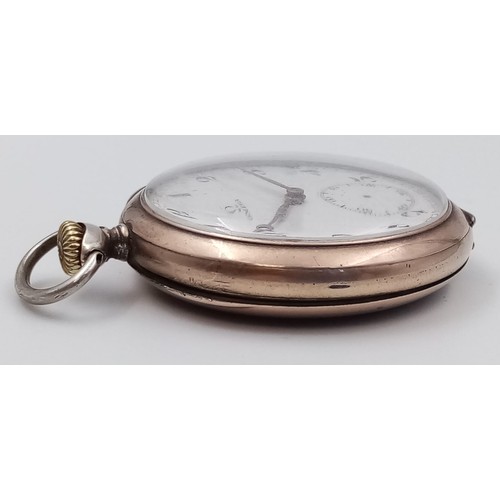 1038 - Antique gilt solid Silver OMEGA pocket watch, in working condition