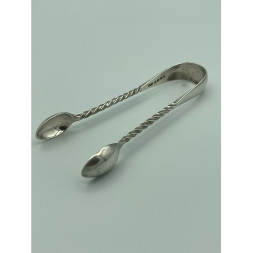 308 - Antique Victorian SILVER SUGAR TONGS with clear hallmark for John Grinsell and Sons Birmingham 1882.... 