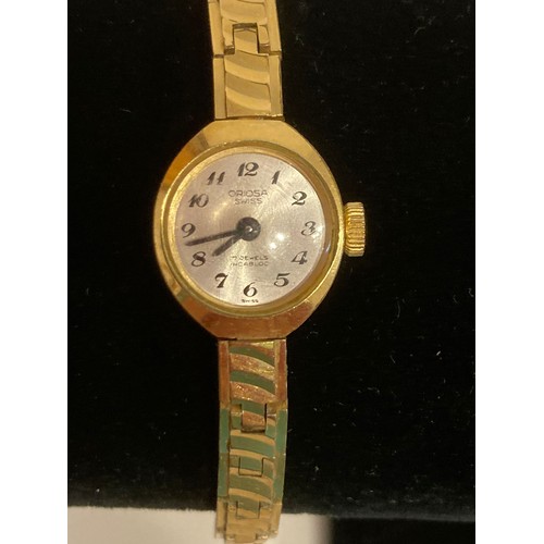 343 - 2 x ladies Vintage  1950/60’s Wristwatches in gold tone.
1 x ROTARY Square face.
1 x OROSA Circular ... 