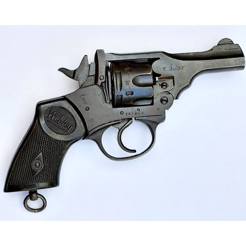 375 - A GENUINE WEBLEY .38 REVOLVER (DEACTIVATED WITH CERTIFICATE) COMES WITH LEATHER HOLSTER.