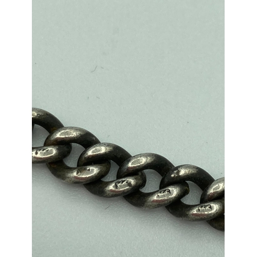 350 - Antique SILVER  watch chain having hallmark for 1875 . All individual links are stamped for silver w... 