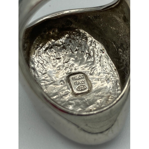 364 - Ladies large solid SILVER SIGNET RING having markings for 925 silver MILOR of MILAN Italy. Some sign... 