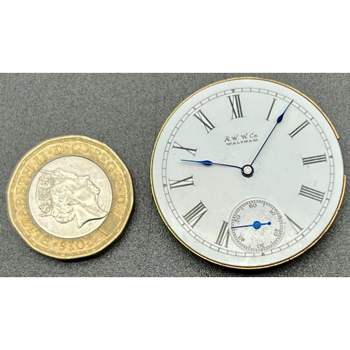 453 - A .W.W WALTHAM & CO POCKET WATCH MOVEMENT A/F