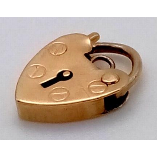 622 - 9K Yellow Gold HEART PADLOCK 0.8G