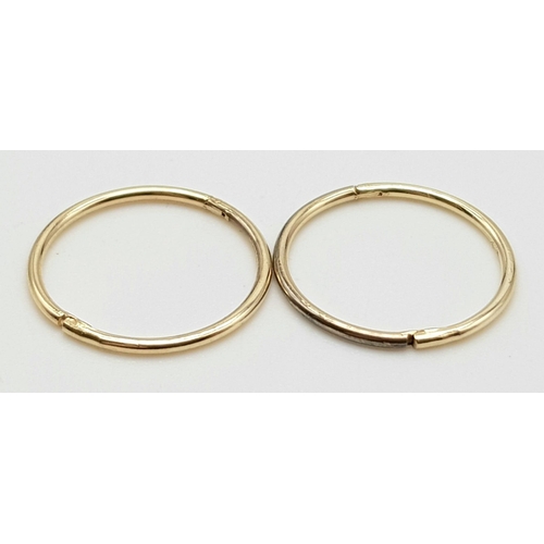 629 - 9K YELLOW GOLD MINI HOOP EARRINGS 0.8G