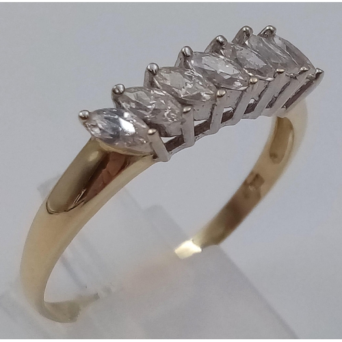 54 - 14K Yellow Gold  7 STONE DIAMOND MARQUISE RING 1.40CT 3.7G SIZE Z + 6
