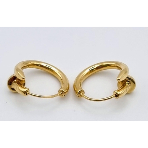 159 - 14K YELLOW GOLD CARTIER STYLE NAIL HOOP EARRINGS 3.8G