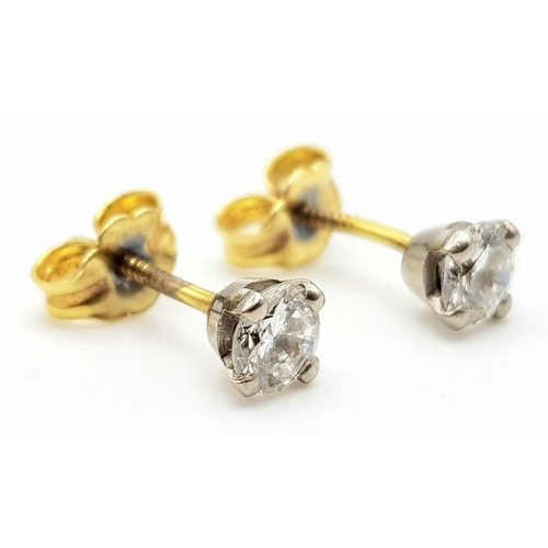 283 - 18K YELLOW GOLD DIAMOND STUD EARRINGS 0.50CTS 1.07G    9131