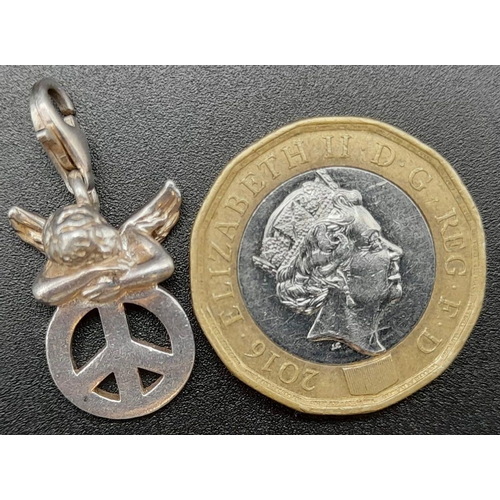 709 - THOMAS SABO ANGEL & PEACE SYMBOL DROP CHARM 3.2G