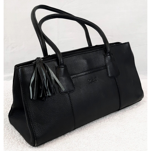 727 - Three Well-Crafted Everyday Handbags: A blue Stuart Weitzmann - 31 x 20cm. A classic black Osprey - ... 