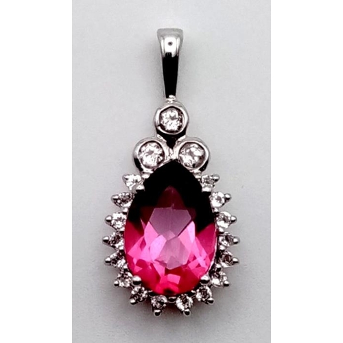 1148 - 925 SILVER AND PINK STONE PENDANT 2.07G