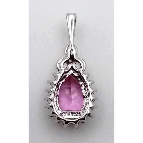 1148 - 925 SILVER AND PINK STONE PENDANT 2.07G