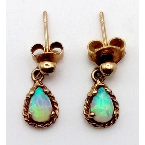 362 - 14K YELLOW GOLD OPAL SET DROP EARRINGS 1.3G