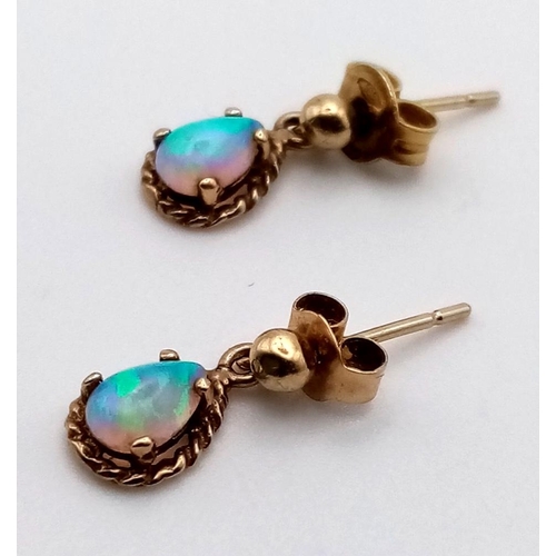 362 - 14K YELLOW GOLD OPAL SET DROP EARRINGS 1.3G