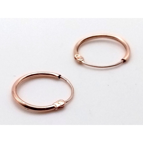 446 - 9K ROSE GOLD MINI HOOP EARRINGS 0.3G