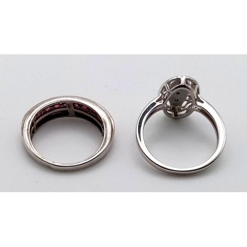 1147 - 4 ladies silver fashion rings .  14.2gms