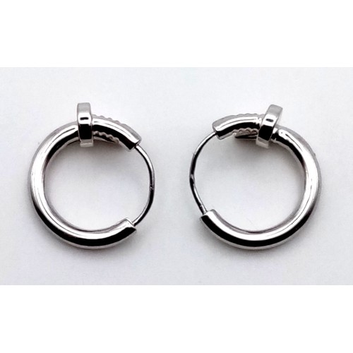 152 - 14K WHITE GOLD CARTIER STYLE NAIL HOOP EARRINGS 3.8G