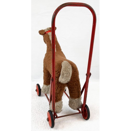 1140 - A 1950'S CHILDS HORSE EARLY WALKING TROLLEY TOY. A/F