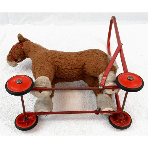 1140 - A 1950'S CHILDS HORSE EARLY WALKING TROLLEY TOY. A/F