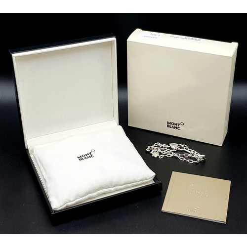 134 - A Beautiful Mont Blanc Reveal your Secrets Sterling Silver Heart, Star and key Pendant on a Silver l... 