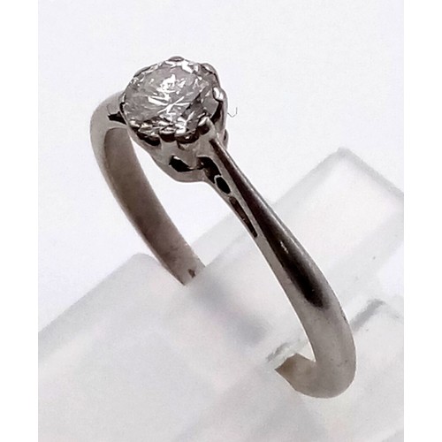 130 - 18K WHITE GOLD DIAMOND SOLITAIRE RING 0.25CT 2G SIZE L