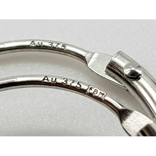 688 - 9K WHITE GOLD MINI HOOP EARRINGS 0.4G