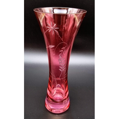 1113 - AN ASSORTMENT OF CRANBERRY GLASS ITEMS.
TALLEST 24CM