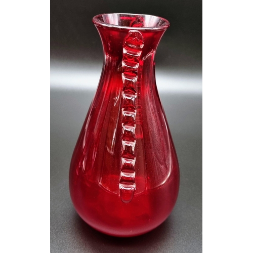 1113 - AN ASSORTMENT OF CRANBERRY GLASS ITEMS.
TALLEST 24CM