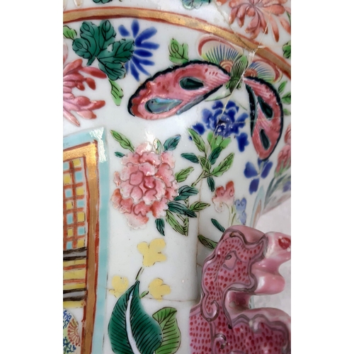 92 - An Unusual Large Chinese Ceramic Floor Vase - Circa 1850s. Beautiful floral and bird/nature decorati... 