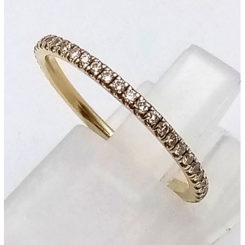 605 - 18K YELLOW GOLD DIAMOND FULL ETERNITY RING 1.27G  SIZE M     9123