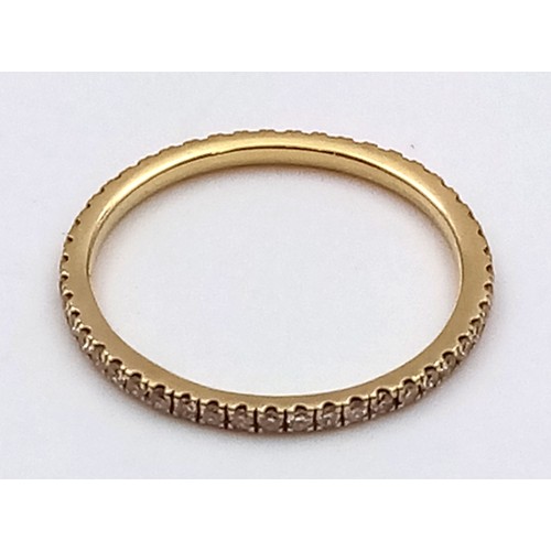 605 - 18K YELLOW GOLD DIAMOND FULL ETERNITY RING 1.27G  SIZE M     9123