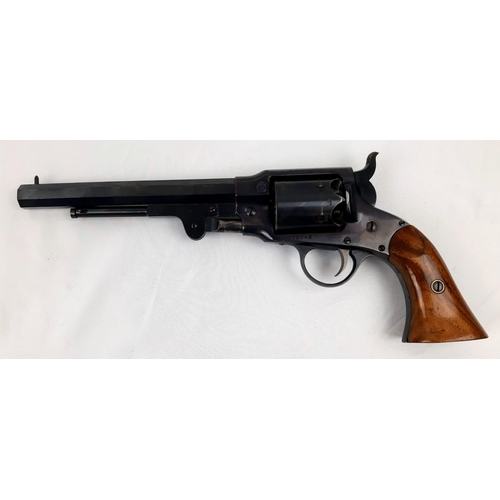 28 - A RODGERS & SPENCER .44 CALIBRE BLACK POWDER PISTOL (DEACTIVATED) WITH REVOLVING BARREL AND WALNUT G... 