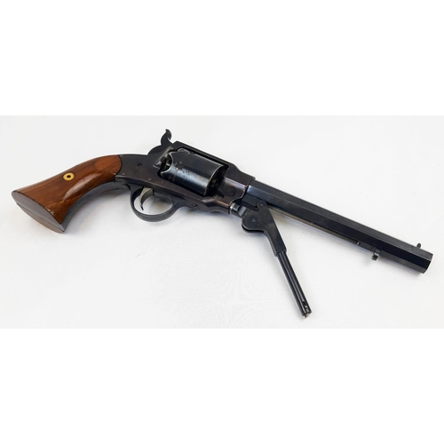 28 - A RODGERS & SPENCER .44 CALIBRE BLACK POWDER PISTOL (DEACTIVATED) WITH REVOLVING BARREL AND WALNUT G... 