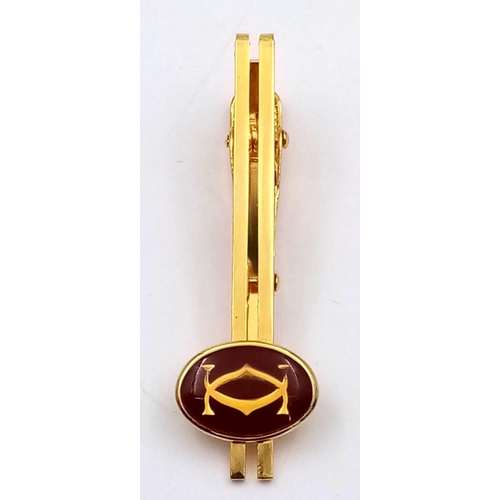 126 - A vintage set of original CARTIER cufflinks and tie pin, in original presentation box and travel pou... 