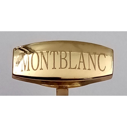 196 - A MONT BLANK – URBAN WALKER pair of cufflinks. Black/gold tone, torpedo shaped, with floating emblem... 