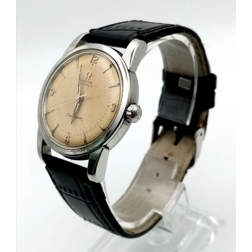 160 - Omega automatic Seamaster wristwatch with leather strap. 40mm. Length: 25cm.