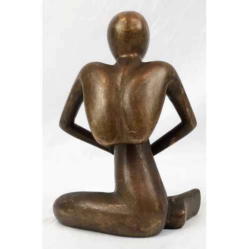 322 - Brass modernistic sculpture. Width 15cm, Height: 19cm.