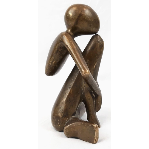 322 - Brass modernistic sculpture. Width 15cm, Height: 19cm.