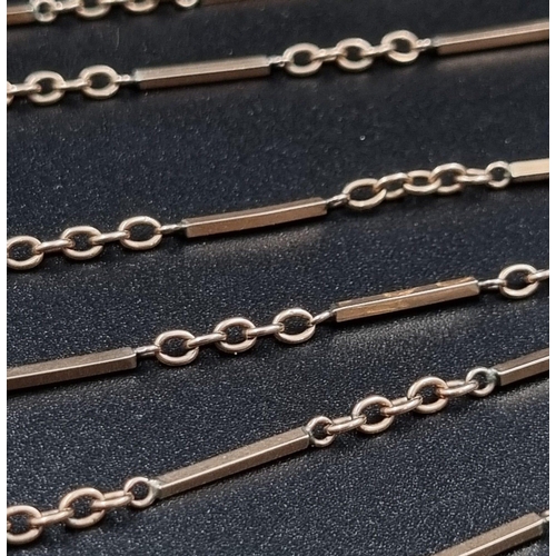 33 - A Vintage 9k Rose Gold Rope-Length, Bar-Belcher-Link Chain. 150cm. 25.86g total weight.