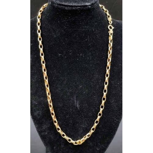 36 - A 9K Yellow Gold Elongated Belcher-Link Chain. 50cm.
12g total weight.