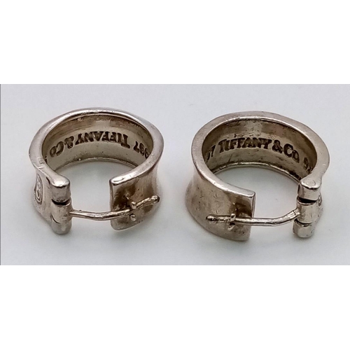 51 - A Pair of Vintage Tiffany and Co 925 Silver Hoop Earrings. 1837 mark. 9.47g total weight.