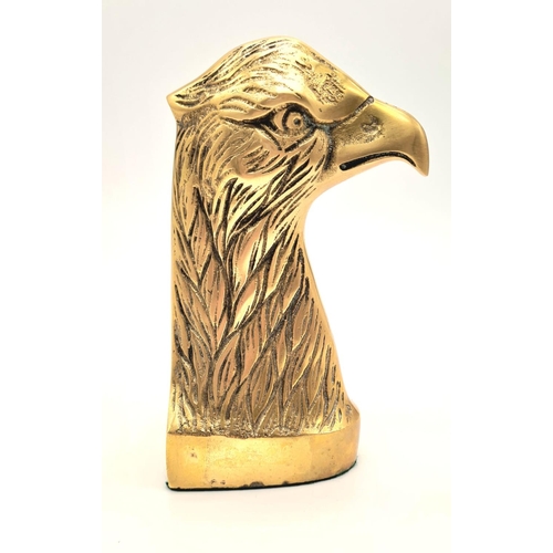 323 - A Vintage German Brass Eagle Head Desk Piece possibly WW2 period - 16cm tall.