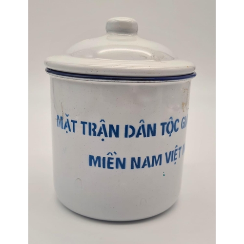 440 - Vietnam War Era Original Vietcong Enamel Rice Cup Dated 1968.