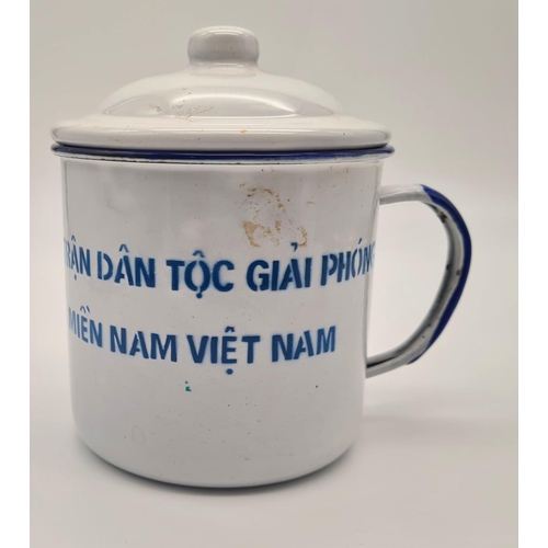 440 - Vietnam War Era Original Vietcong Enamel Rice Cup Dated 1968.